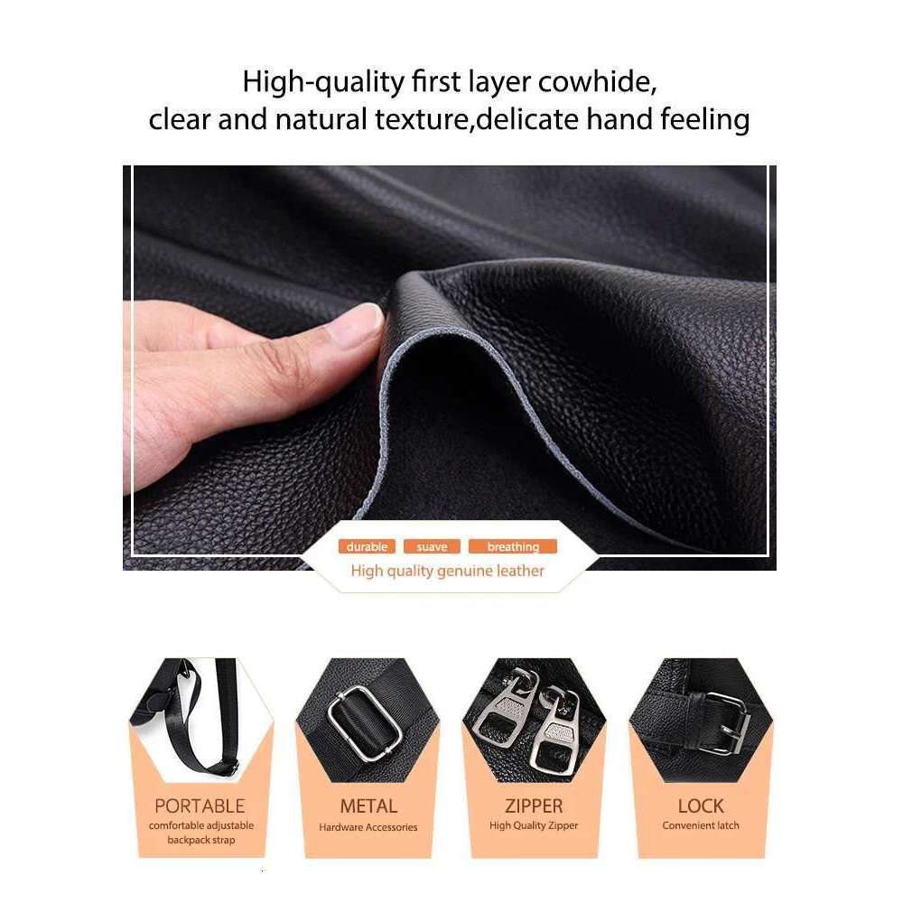 Zency Summer For Women's Genuine Leather Anti-Theft Large School Bag Designer Backpack Female Travel Shopper A4 Rucksack