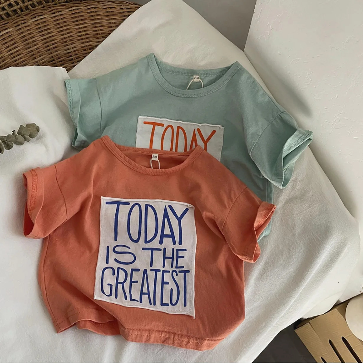 Summer Children Boys T-shirts Cotton Letter Patchwork Infant Baby Boys Tees Loose Round Collar Toddler Kis Boys Short Sleeve Top 250512