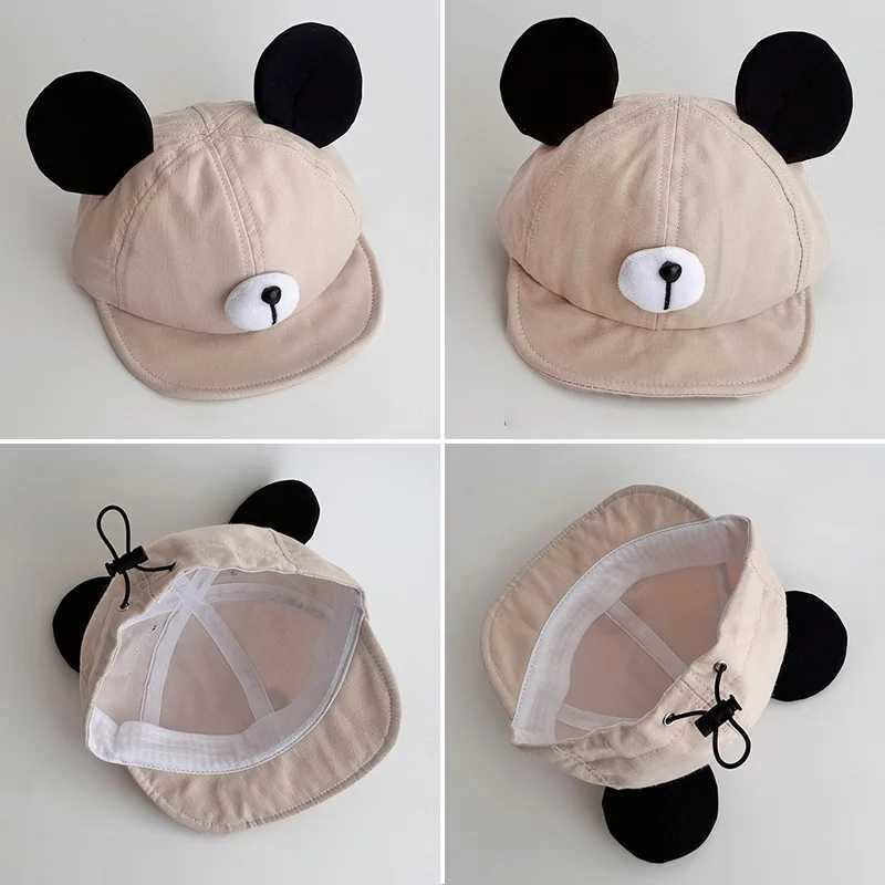 Korean Baby Cap Cute Big Ears Infant Boys Girls Baseball Cap Soft Eaves Cotton Toddler Kids Peaked Hat Solid Color Sun Hats R250512