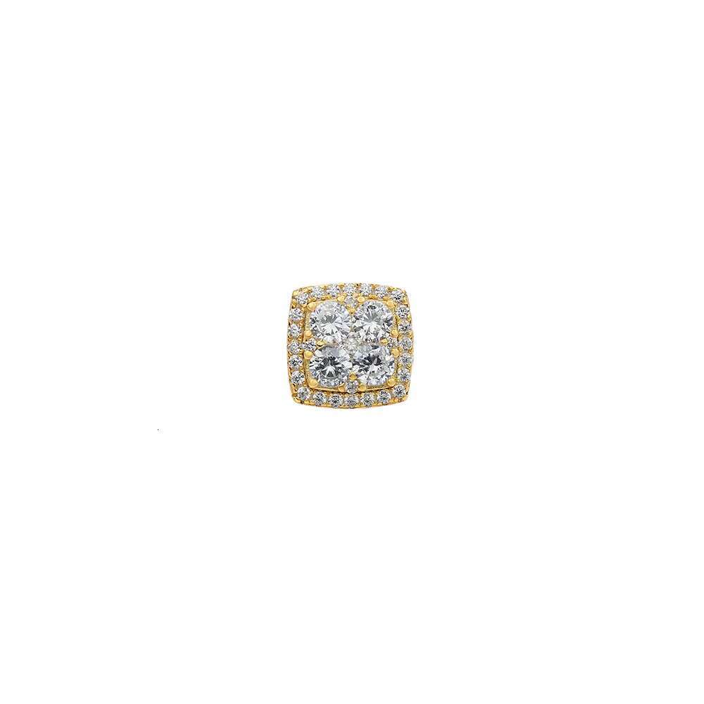 Fashion Wholesale Hip Hop Jewelry 14K Gold Plated Iced Out Cubic Zircon Brass Screw Back Stud Earrings for Men