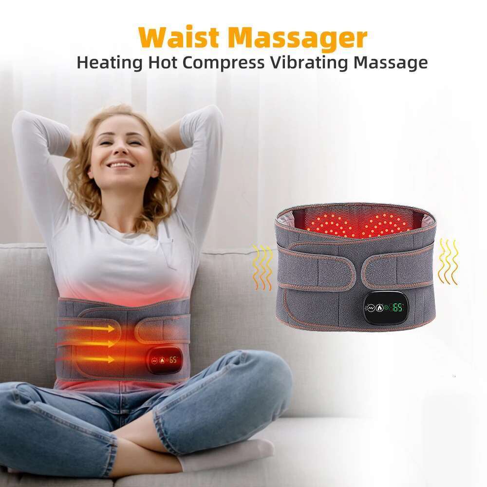 New Upgrade Electric Heating Waist Massager Support Vibration Hot Compress Brace Belt Back Relax 3 Gears Adjustment
