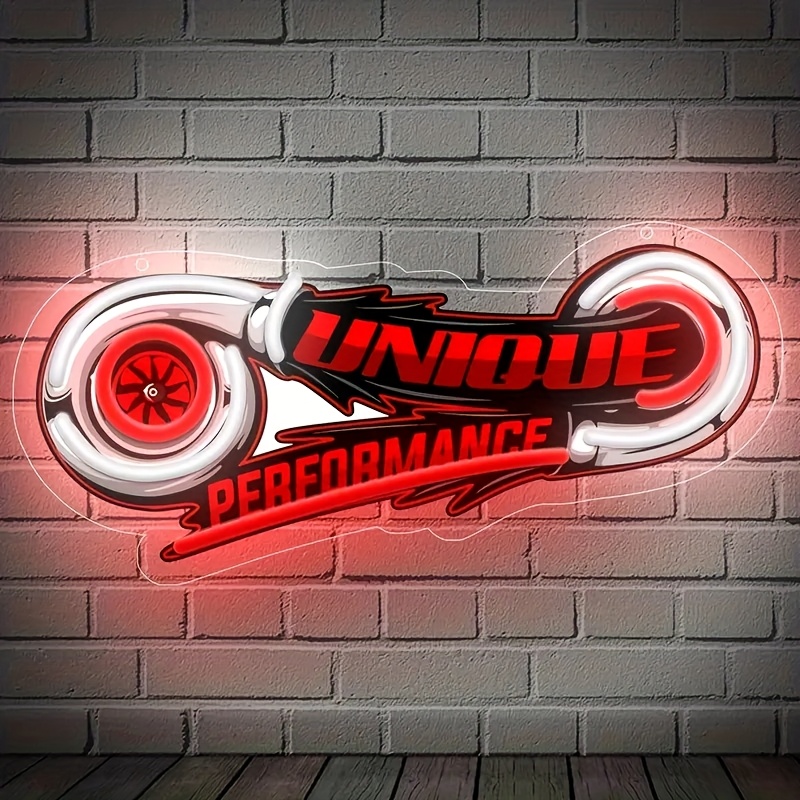 Glowing Neon Turbo Sign with Motorcycle Wheel Design, UV Pattern Printing, USB-Powered Wall Art for Bars, Garages, for Man Caves, And Home Decor,
