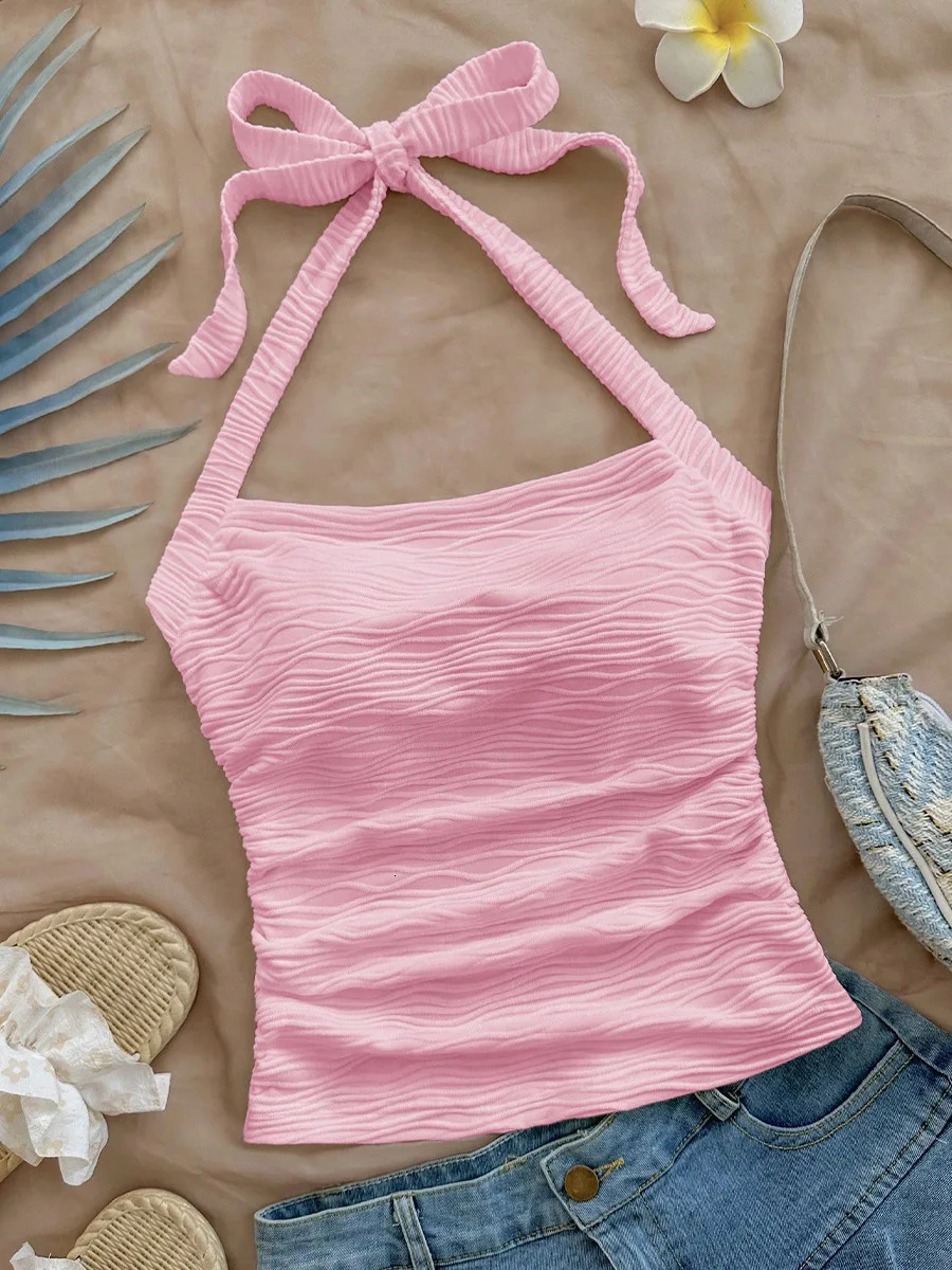 Summer Womens Fashion Sexy Halter Strap Vest Trendy European And American Style CrossBorder Small for Ladies 250513