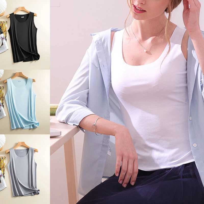 Women Crop Tops Sexy Solid Camisole Ice Silk Tube Top Seamless Sports Tank Top Sleeveless T-shirt Crop Top Bottoming Undershirt M250513