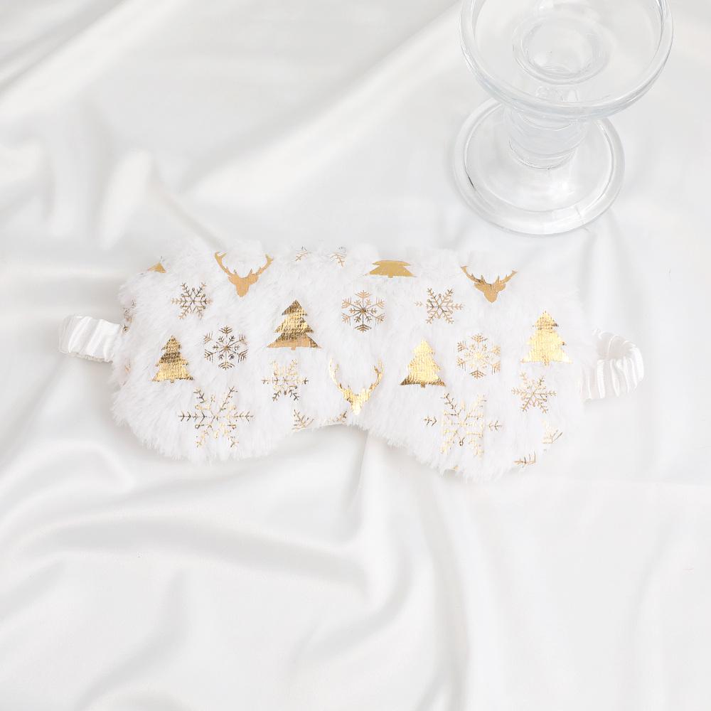 The new plush gold-embossed Christmas eye mask, a cute light-blocking sleep eye mask, is perfect for taking a nap with reindeer and starry sky