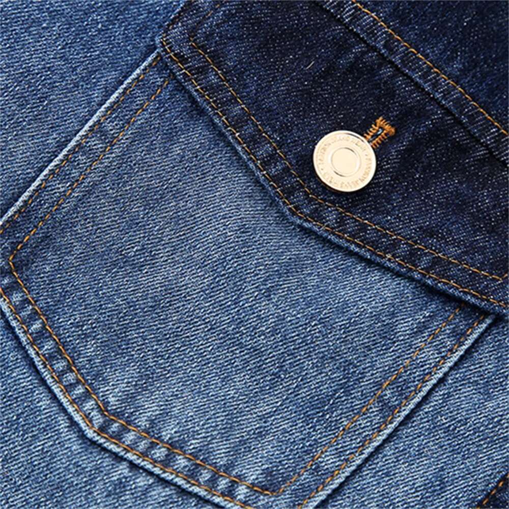PB&ZA Autumn New Product Casual Women's Fashion Versatile Color Block Design Flip Collar Denim Short Coat Top