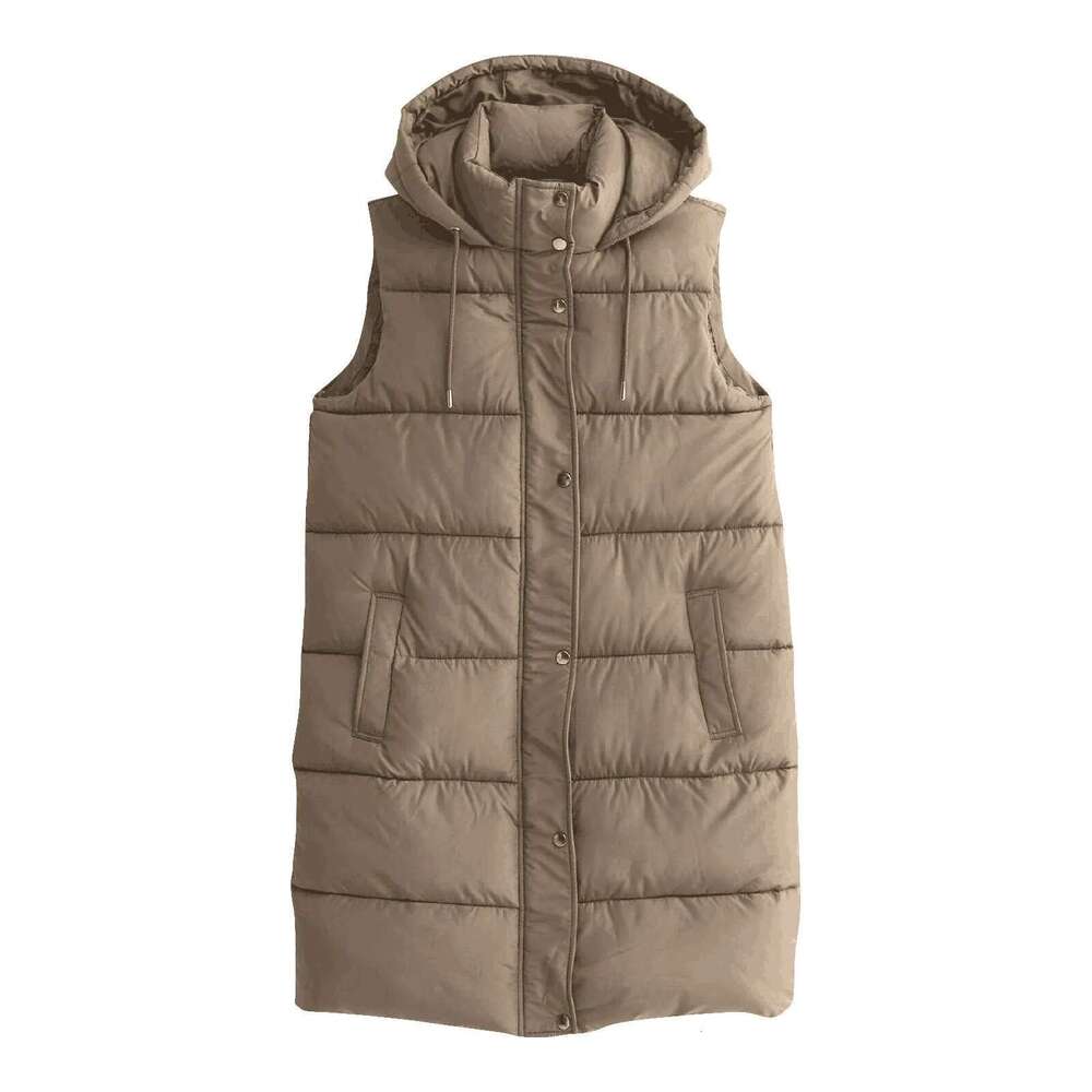 Women'S Autumn And Winter Temperament Sleeveless Cardigan Mid-Length Cotton Vest Coat Abrigos Mujer Invierno Chamarras Muje