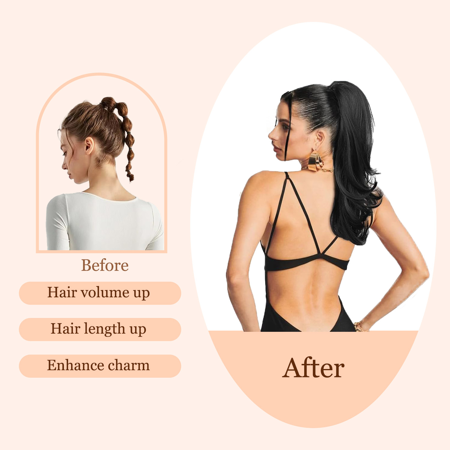 YK Curly Wave Drawstring Tail Hair Tooth Comb Stable Layered Tail Increase Volume Visible Hair Length Natural Fluffy Easy to Manage