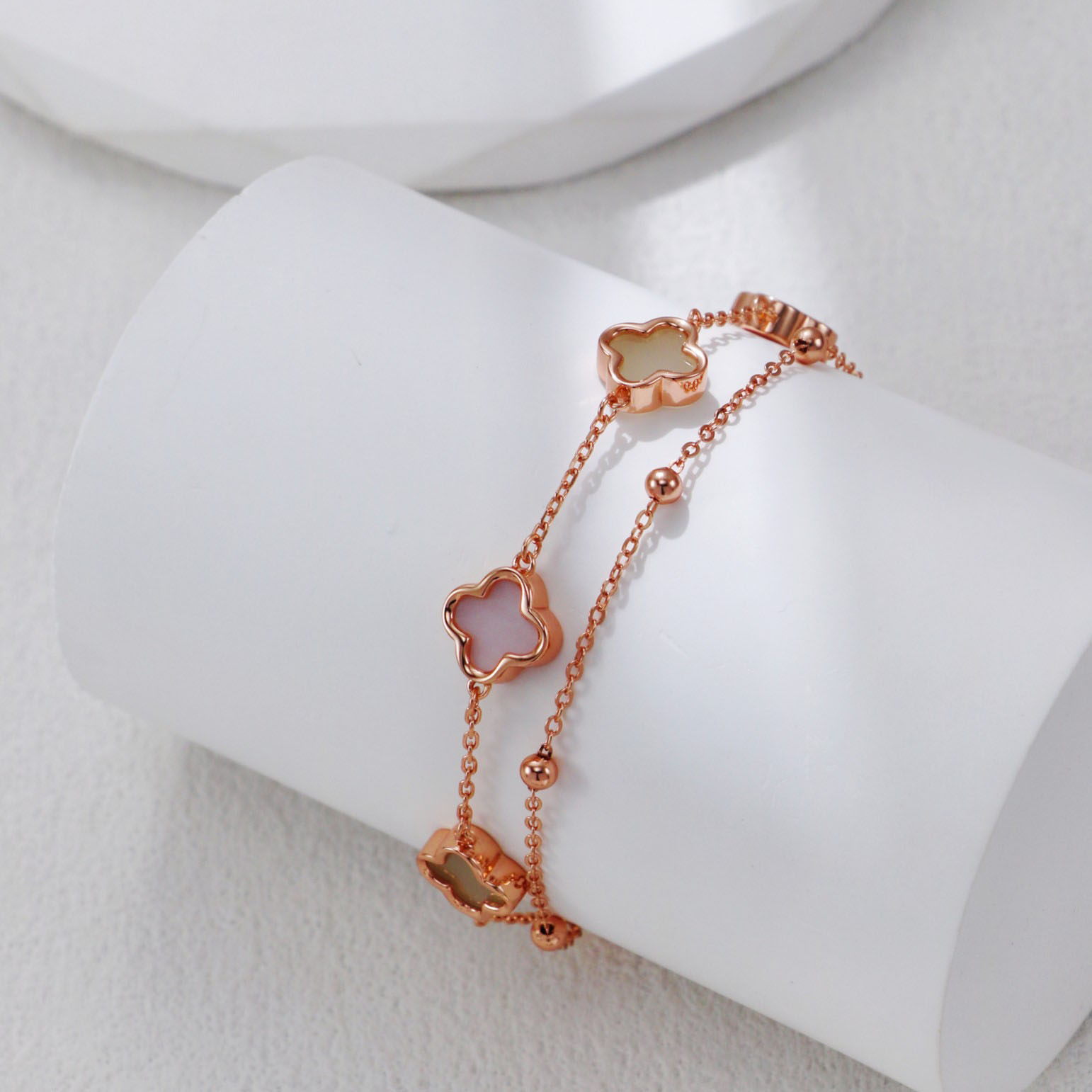 VOBIPY Clover bracelet For Women Hetian jade white shell 925 silver bracelet fashion designer jewelry Classic Engagement birthday Mother's Day gi