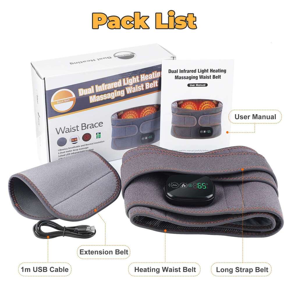 New Upgrade Electric Heating Waist Massager Support Vibration Hot Compress Brace Belt Back Relax 3 Gears Adjustment