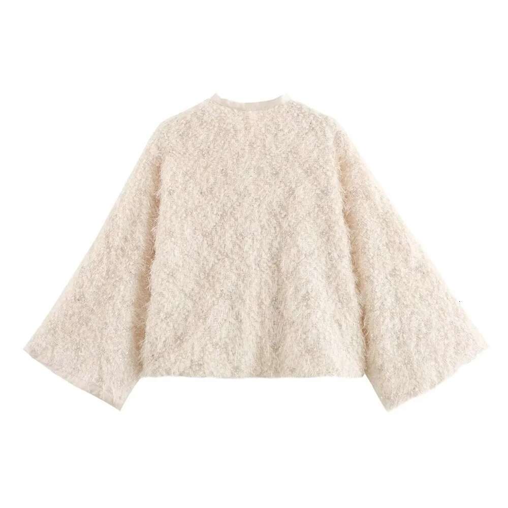 ZAR4 Summer New Women's European and American Style Original Customized Fabric Beaded Ragged Edge Coat