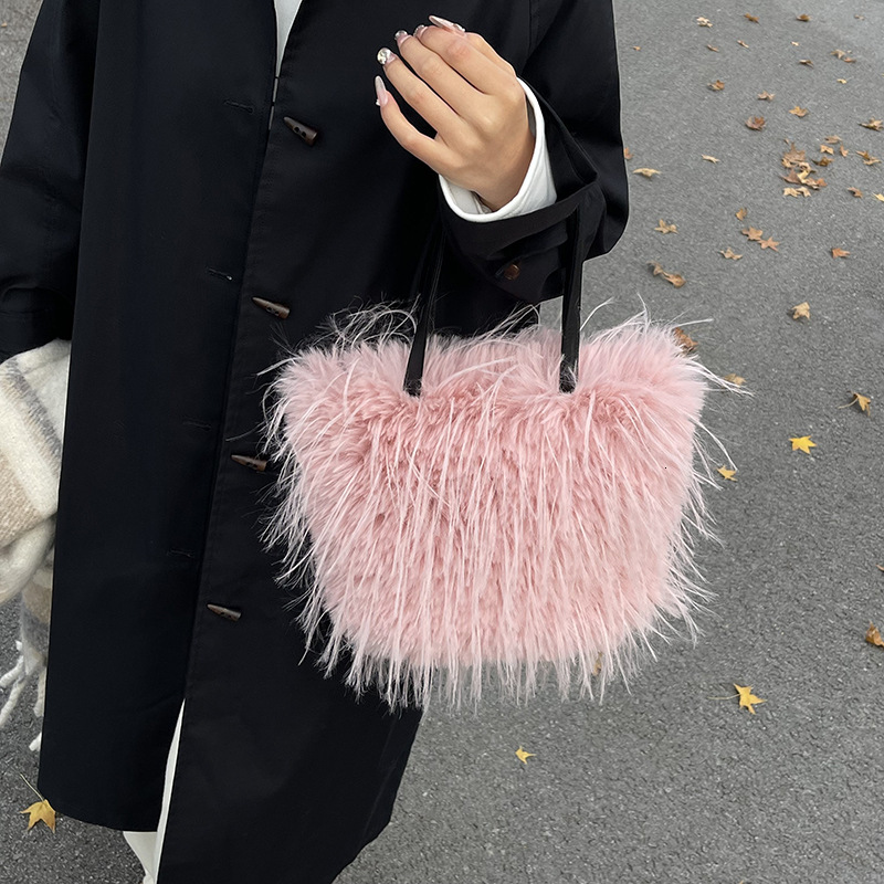 Autumn Winter Turkey Fury 2025 New Collection Forest Sweet and Western Style One Shoulder Handheld Tote Bag Trendy