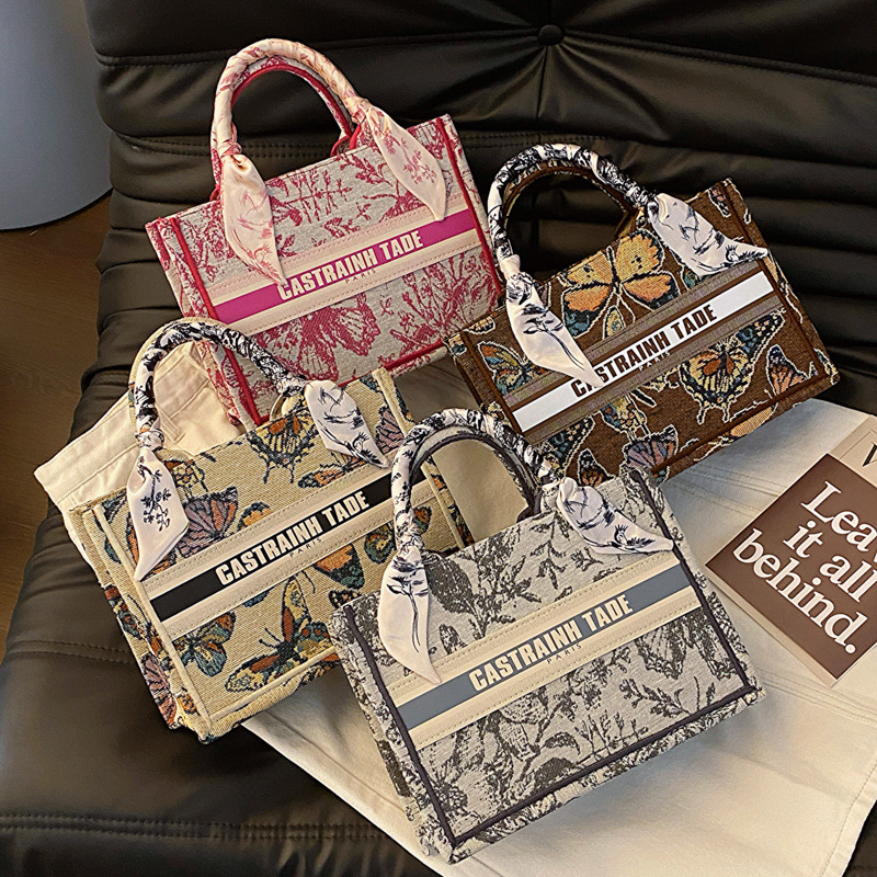 Hot Sale Free Shipping Korean Style Tote Handbag for Women - New Trendy Printed Butterfly Design with Various Sizes for Shoulder Bag