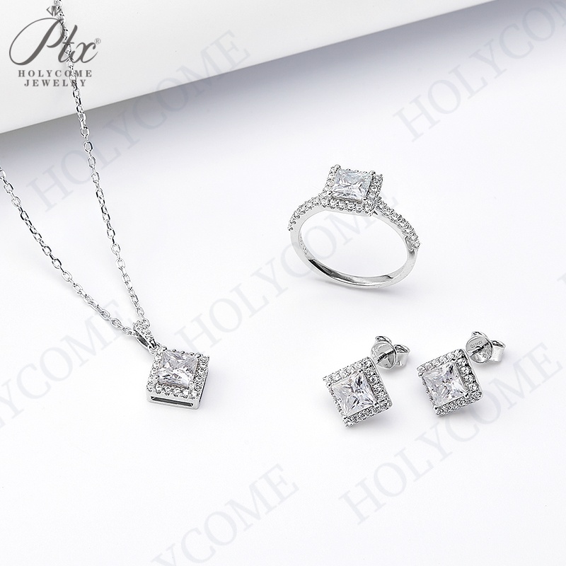 Fashion Moissanite Earrings Luxury S925 Silver D VVS Pass Diamond Tester 1 Carat Princess Cut Halo Studs Women Bridal Jewelry