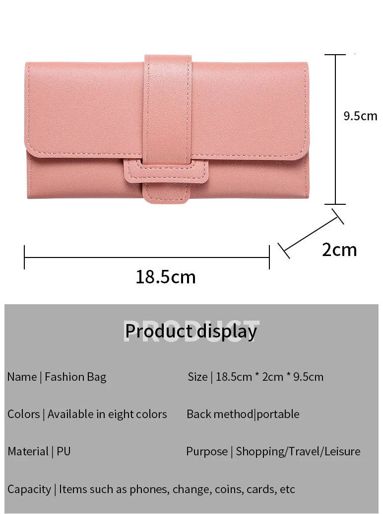 Elegant Womens Long Wallet Leather Trifold Clutch Wallet Credit Card Holder Ladies Cute Pink Wallet Purse with Zip Coin Pocket 250512
