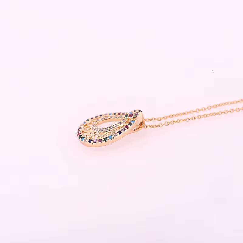 Fashionable round colored zircon women's necklace, personalized and creative exquisite pendant accessories, hip-hop style three piece set