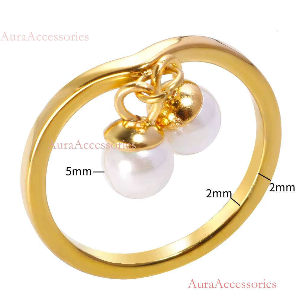 Tarnish Free Hypoallergenic Wholesale Custom Stainless Steel Gold Plated Pearl Ring for Women