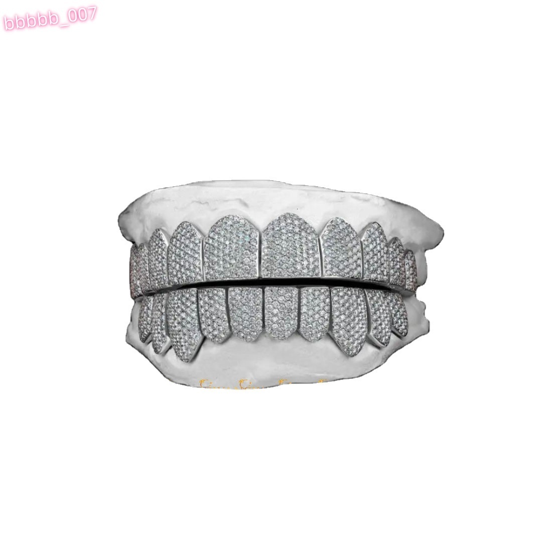 Trending Hp Hop Teeth Grillz Made by 925S Silver and Crafted From Moissanite Round Brilliant Cut VVs Clarity Diamonds for Men