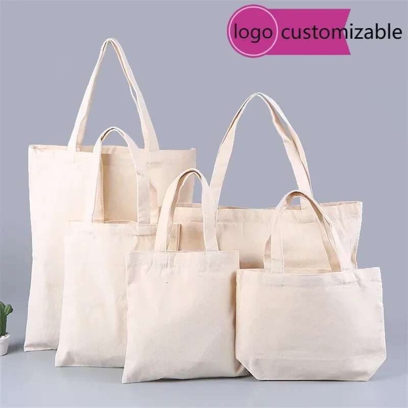 10 Pcs Custom Printed Plain Bulk Large Reusable Eco Friendly Cotton Canvas Tote Bag For Shopping School
