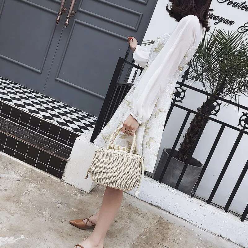 Straw Bags For Women Summer Handmade Woven Beach Bag Bohemia Handbag Bolsos Fashion Rattan Basket Tote Purse
