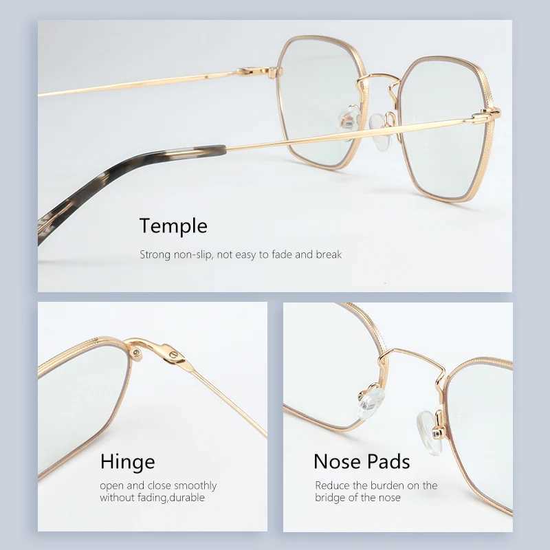 ZENOTTIC Prescription Progressive Glasses Men Women Anti Blue Light Photochromic Custom Eyewear Square Optical Myopia Eyeglasses W250513