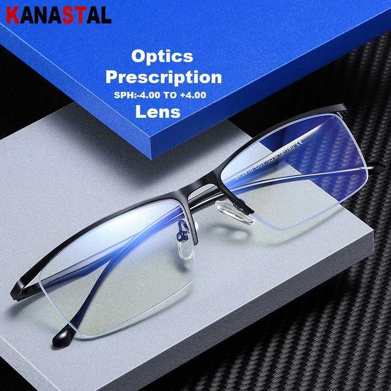 Men Blue Light Blocking Glasses Women Metal Half Frame Busnies Eyewear Computer Prescription Myopia Hyperopia Reading Glasses W250513
