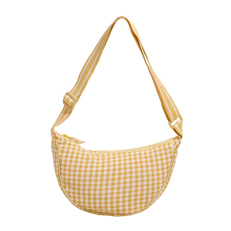 Fashion plaid contrasting color hand-held crescent women's 2025 summer new artistic shoulder versatile crossbody bag