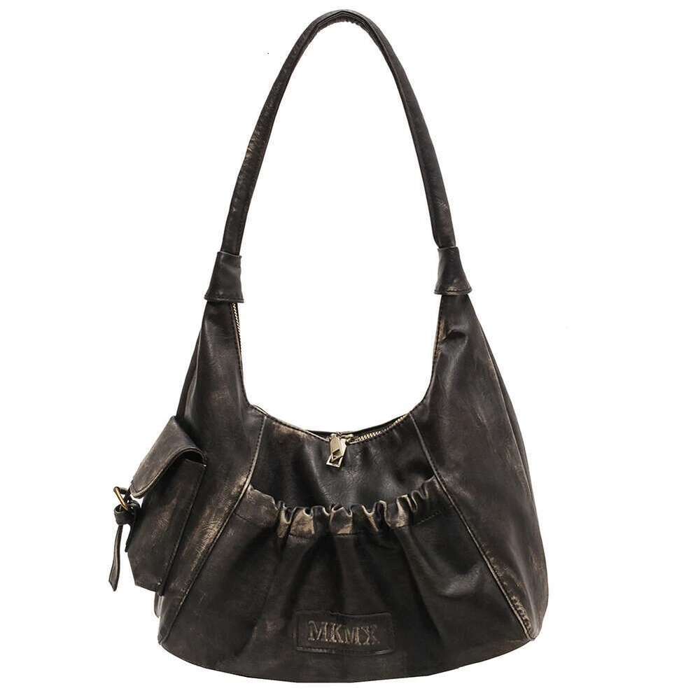 Women Retro PU Leather Fashion Tote Handbag Zipper Closure Simple Shoulder Purse Girls Outdoor Daily Bag
