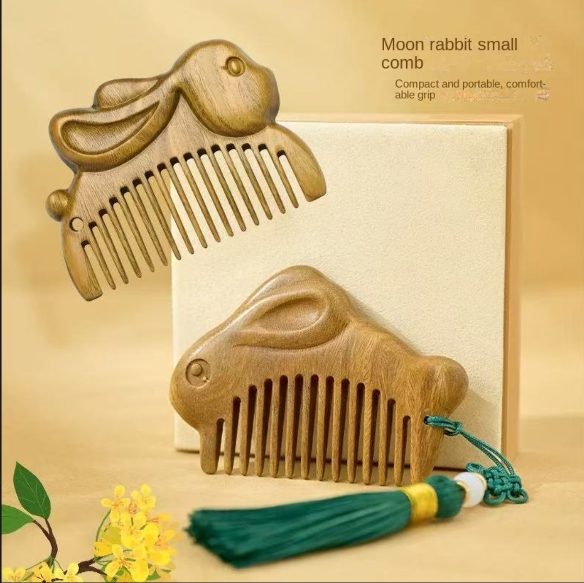 Traditional Asian-Inspired Beauty Tools Jade Rabbit Dual Function Combination of Brush and Reflection X250928