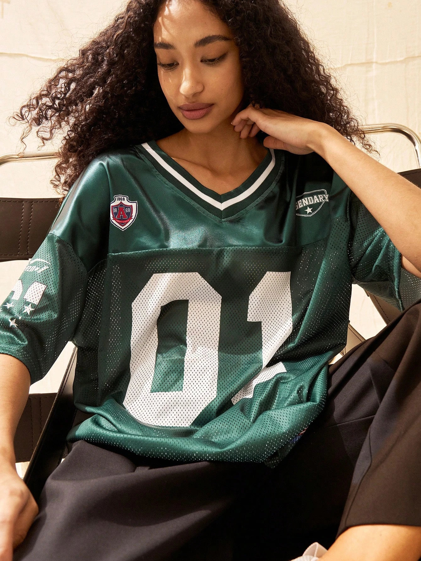 American Sports Fashion VNeck TShirt Street Y2K HipHop Jersey Womens Loose Breathable Quick Drying Casual Versatile Top 250513