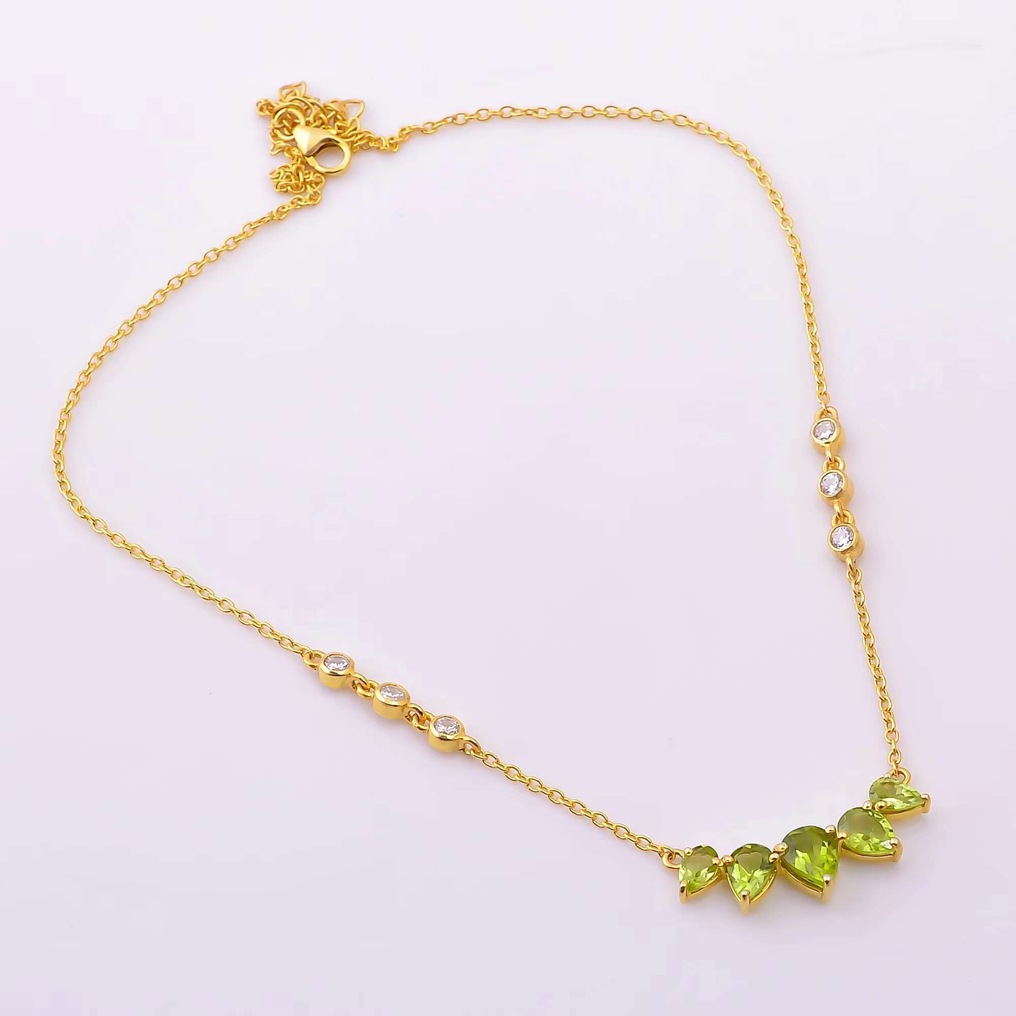 Simple natural olivine white zircon jewelry pure sier gold vermilion girl pendant necklace