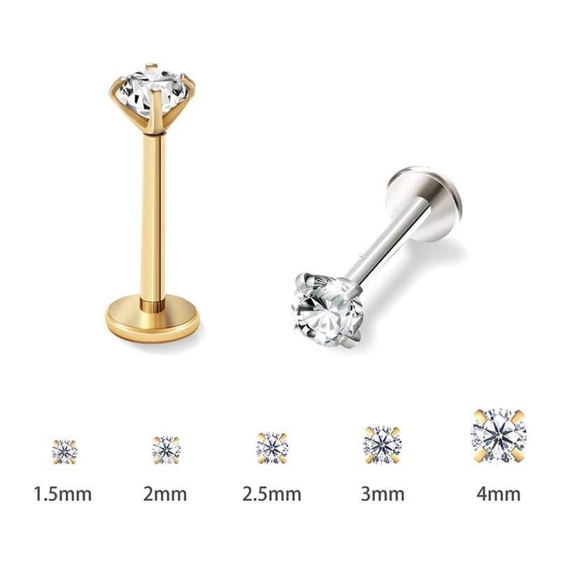 2/8PCS Stainless Steel Eearring Nose Stud Cartilage Piercing Jewelry Helix Tragus Lip Gold Color Tiny Earrings for Women 18G 250512