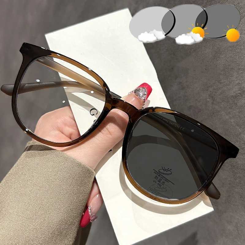 Ladies Intelligent Photochromic Minus Diopter Glasses Outdoor Color Changing Sunglasses Trendy Myopia Prescription Eyeglasses W250513