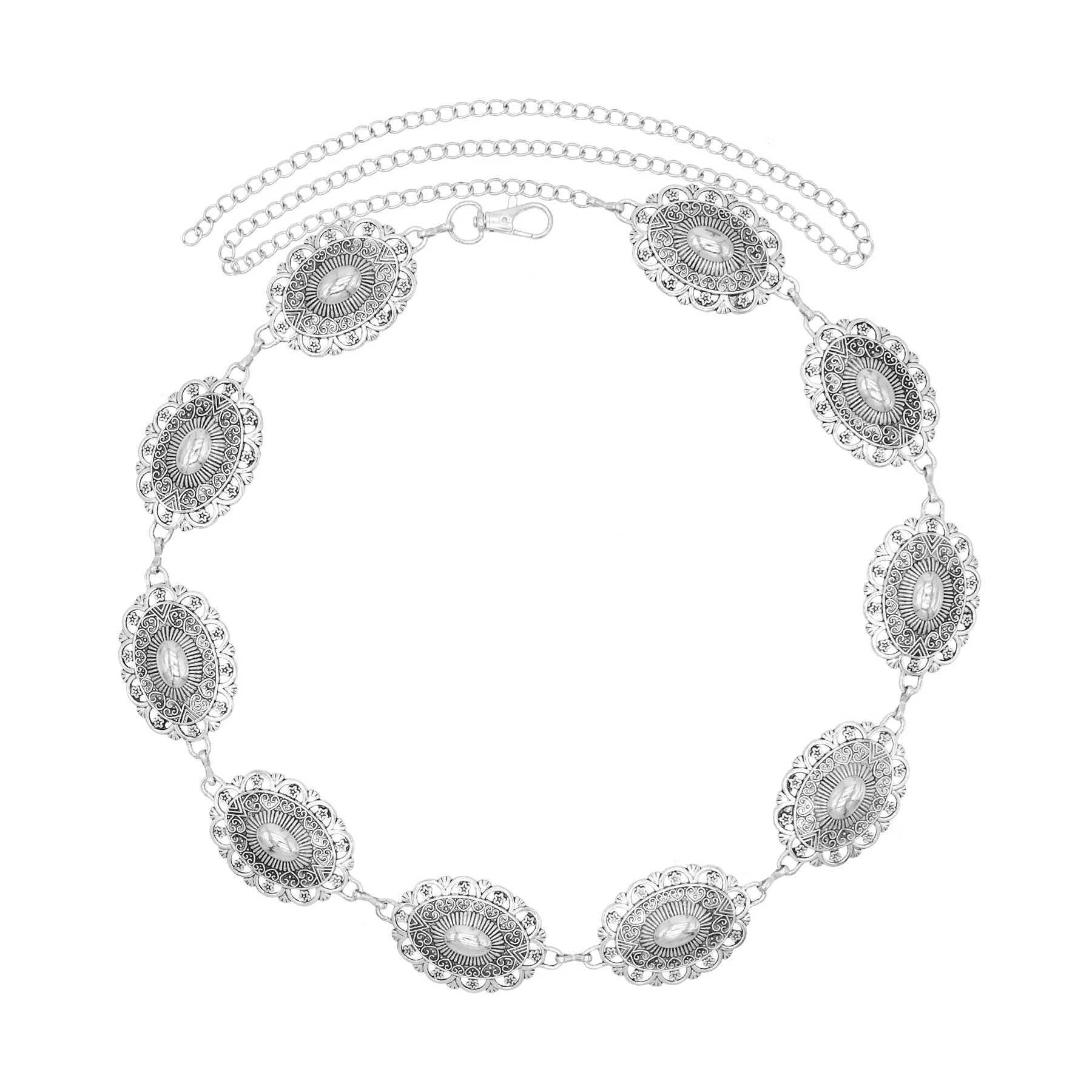 Retro Hollowed Oval Carved Waist Chain Bohemian Metal Straps Body Chain Suit Dress Jeans Women Waist Jewelry AccessoriesT250513