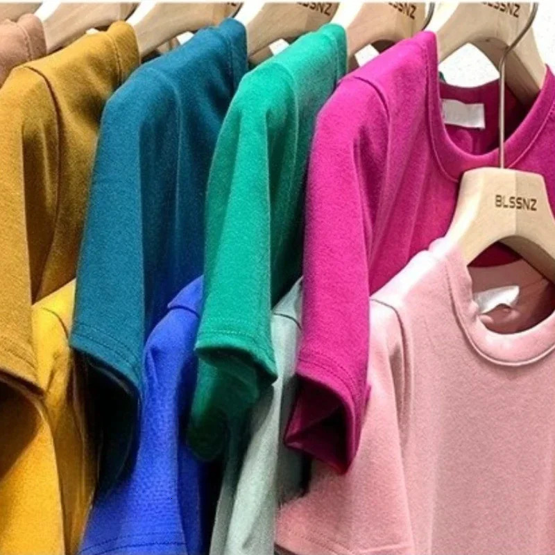 Women T Shirt Loose and Breathable O Neck Solid Color TShirt Woman Clothes Tops Tshirt Female Short Sleeve Summer Tee Y2k Top 250513
