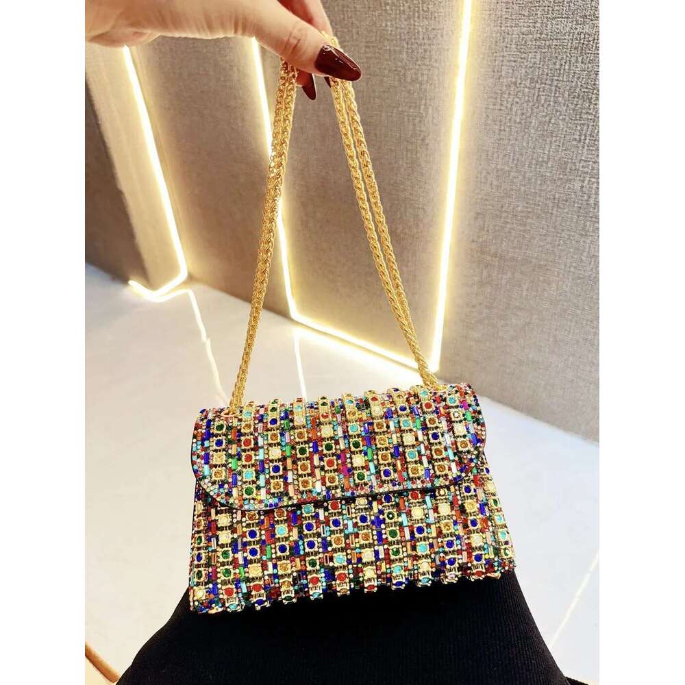 Dia AB Crystal Clutches Bags For Wedding Party tail Purse Chain Shoulder Women Clutch Bag Handbag