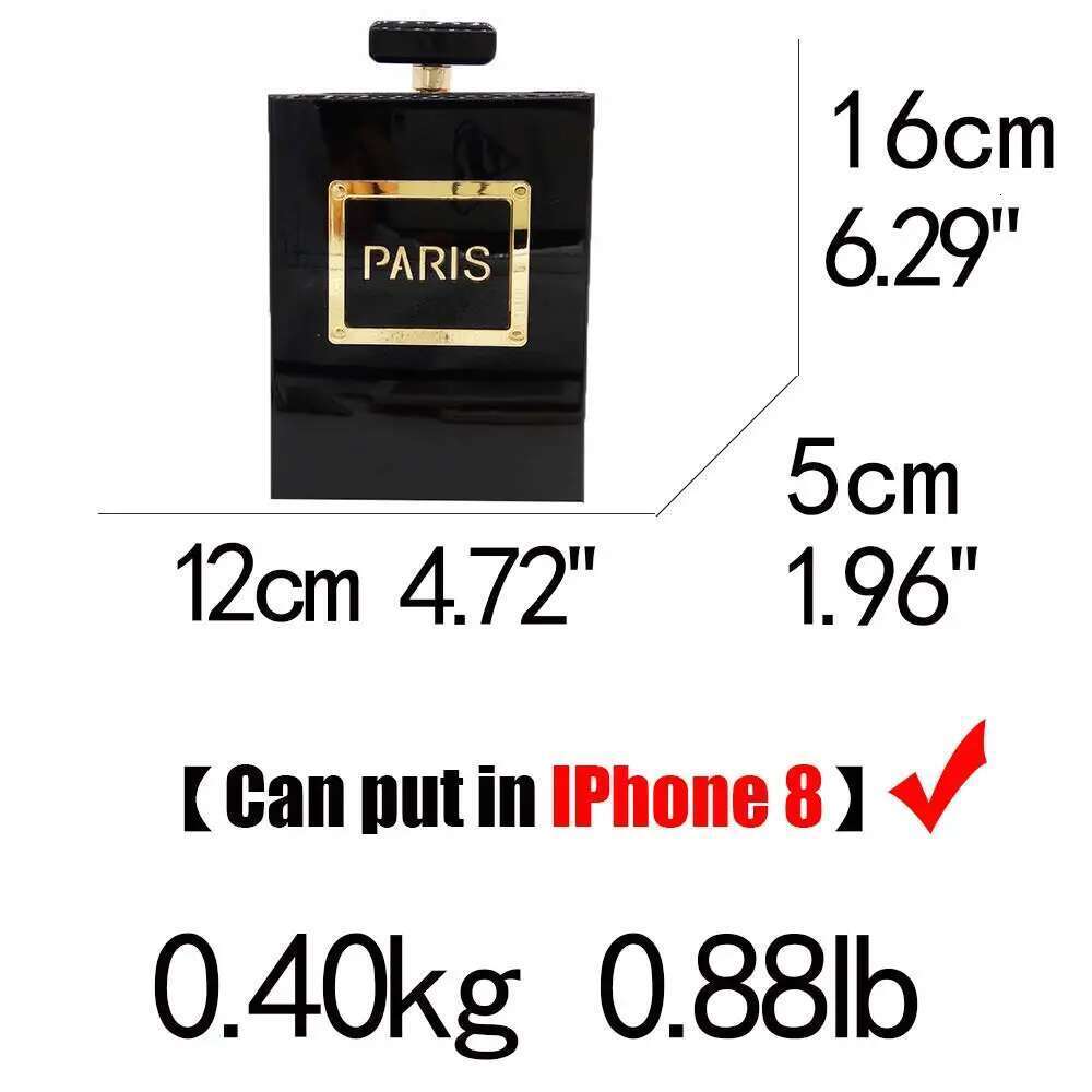 Evening Women's Acrylic Paris Perfume Shaped Black Bag Purses Clutch Vintage Banquet Handbag Shoulder Crossbody Bags