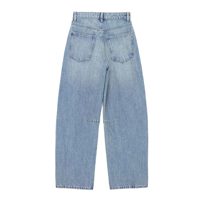 Elegant mid rise womens denim pants vintage washable loose fit suitable for button pockets jeans and s 250506Z