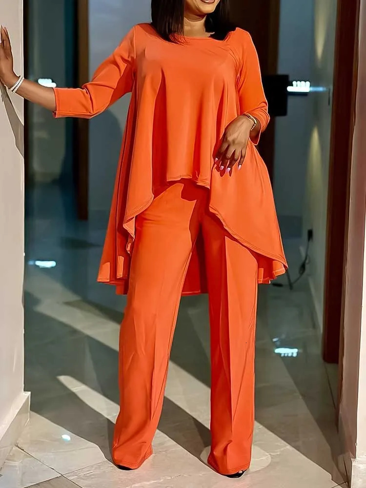 Elegant womens long pants set plus size summer third quarter sleeve top and casual wholesale direct 250506