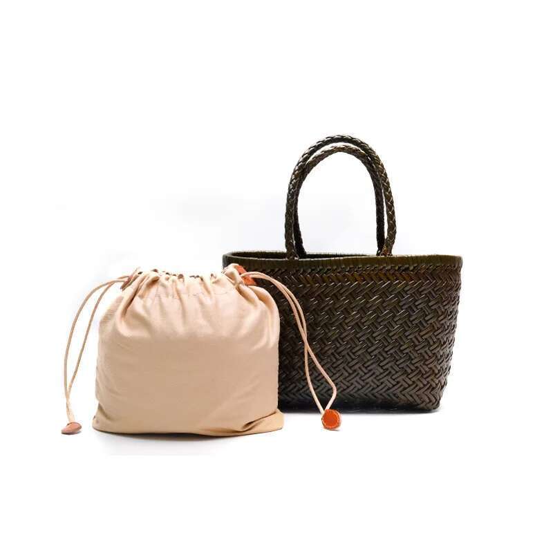 Designer Bag 2025 Women Weave Handbags Feminine Handmade Woven Bucket Bag With Cotton Inner Pockets Casual Knitting Leather Handle Bags Luxury Bag