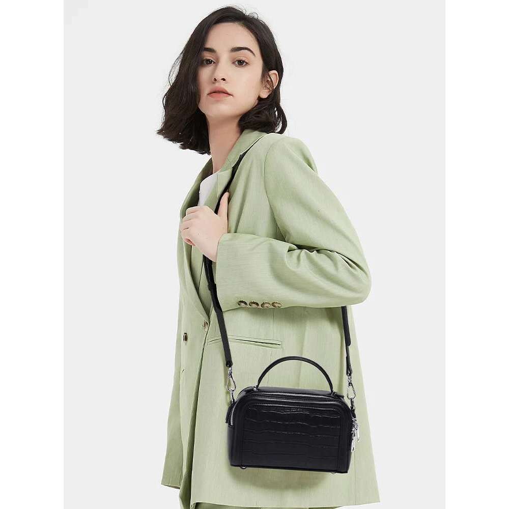 Zency Genuine Leather For Women Sturdy Top-handle Crocodile Handbag Classic High sense Shoulder Bags Female Crossbody Pillow Bag
