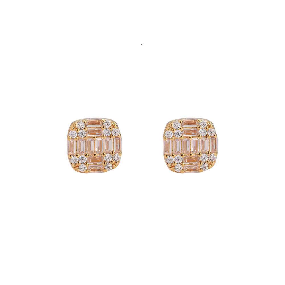 E057 Bling Earrings for Men and Women Hip Hop Jewelry Brass Cubic Zircon Earring