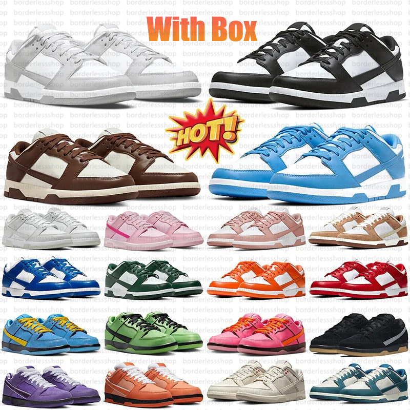 Designer Panda low Sneakers Running Shoes Men Women White Black Grey Fog University Blue Photon Dust Triple Pink size 36-45