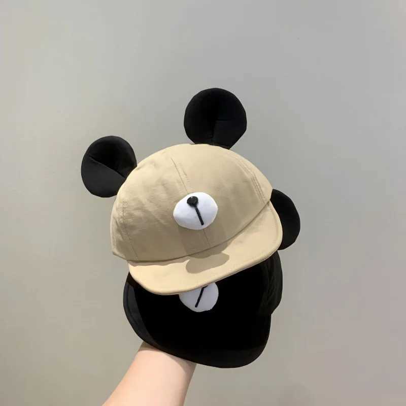 Korean Baby Cap Cute Big Ears Infant Boys Girls Baseball Cap Soft Eaves Cotton Toddler Kids Peaked Hat Solid Color Sun Hats R250512