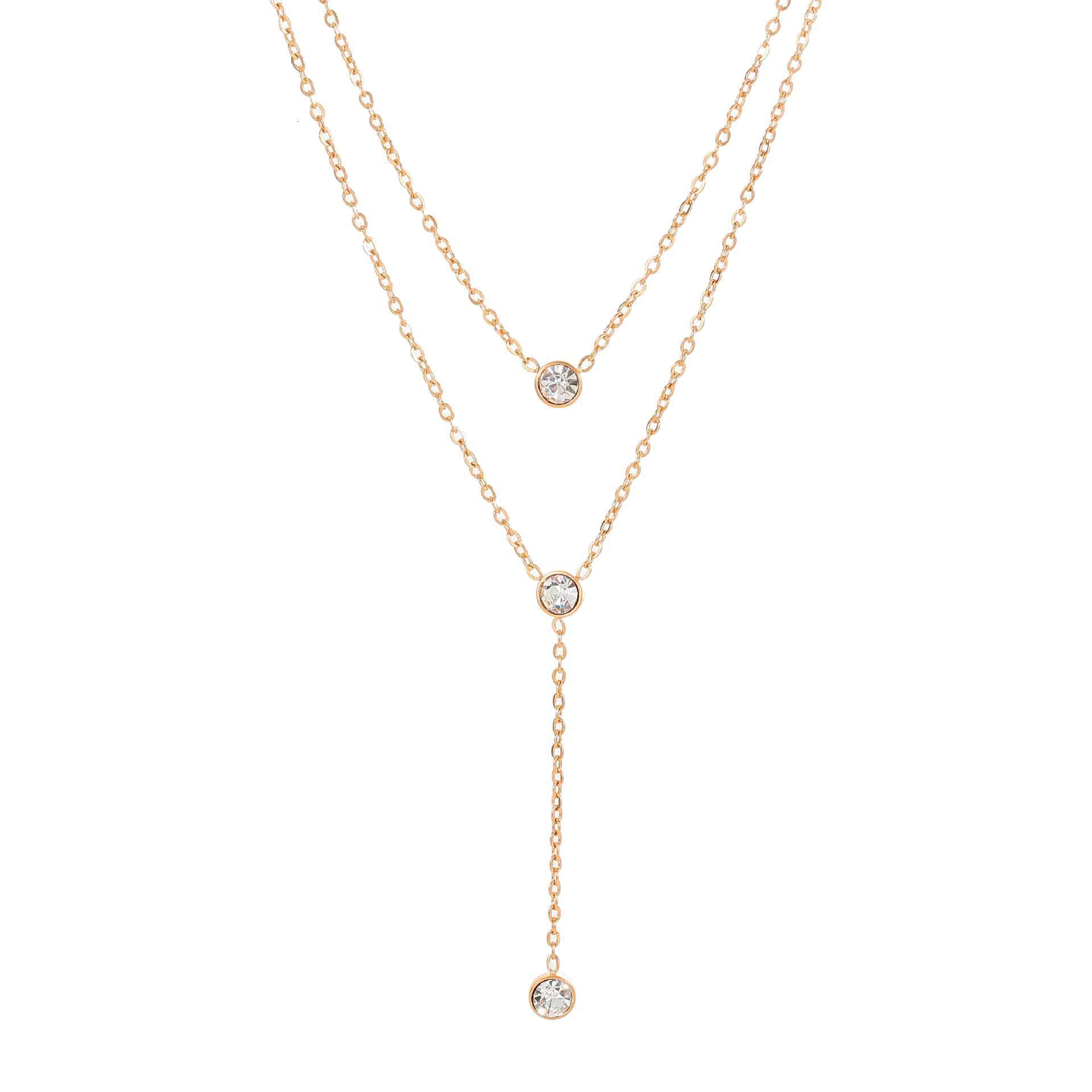 Jessy Fashion 2021 New Designer Jewelry Stainless Steel Classical Pendant Style Double Rod Necklace for Women
