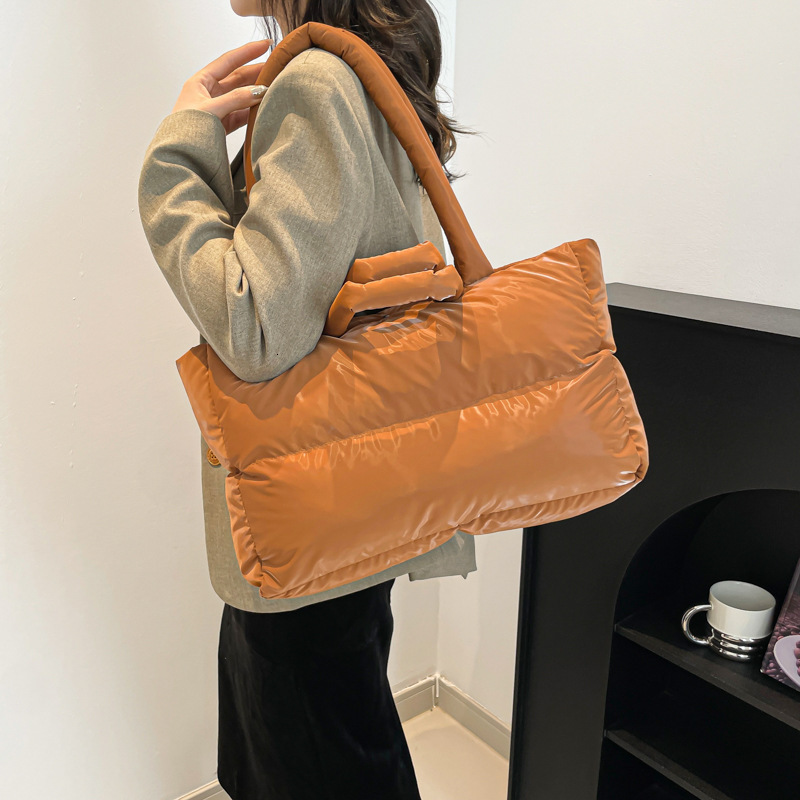 2025 New Filled Soft Glutinous Tote College Students, Single Shoulder for Class, niche Space Cotton Bag