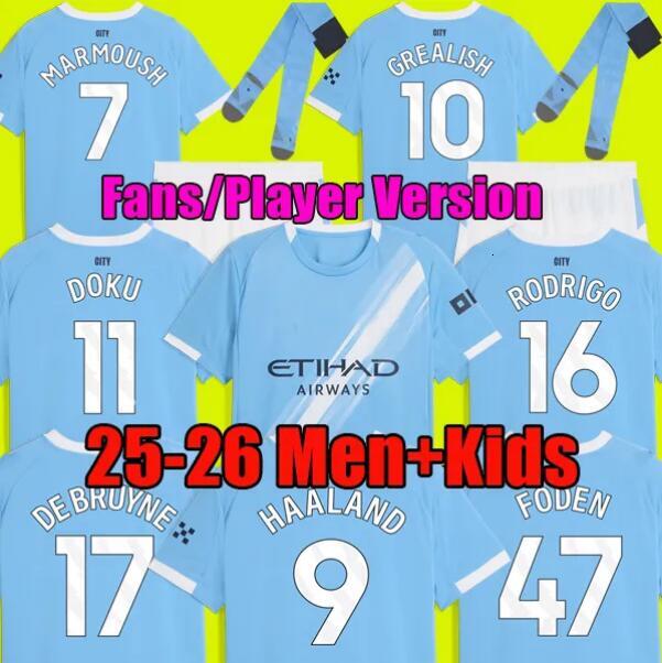 16-4XL 25 26 HAALAND soccer jerseys ManS City KOVACIC JOAO CANCELO aldult kids kit 2025 2026 GREALISH DE BRUYNE RUBEN third BERNARDO MAHREZ FODEN football shirt
