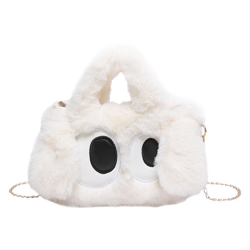 Women's Big Eyes Dog 25 Winter New Cute Cartoon Handheld Small Square Single Shoulder Crossover Plush Bag