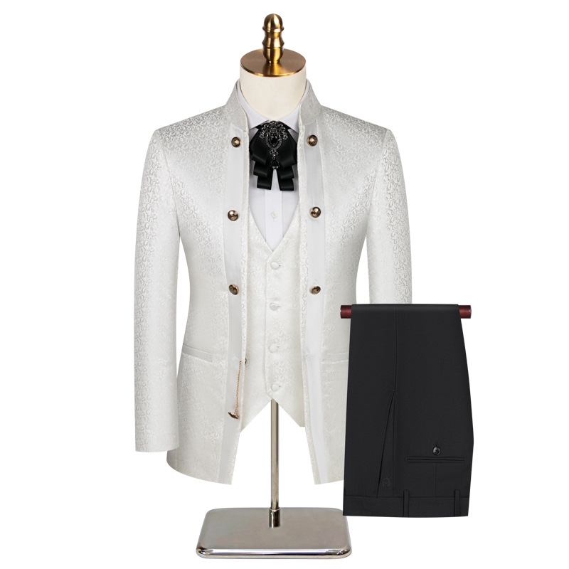 New Designer Men Suit 3 Pieces Printed Striped With Lapel For Wedding Banquet Work Business Tuxedo Set Jacket With Pants(Coat+Pants+vest)