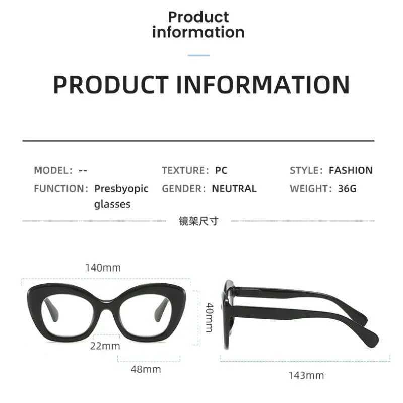 New Style Unisex HD Reading Glasses for Women Unisex Oversized Large Frame Far Sight Eyewear Trendy Retro Presbyopia Eyeglasses W250513